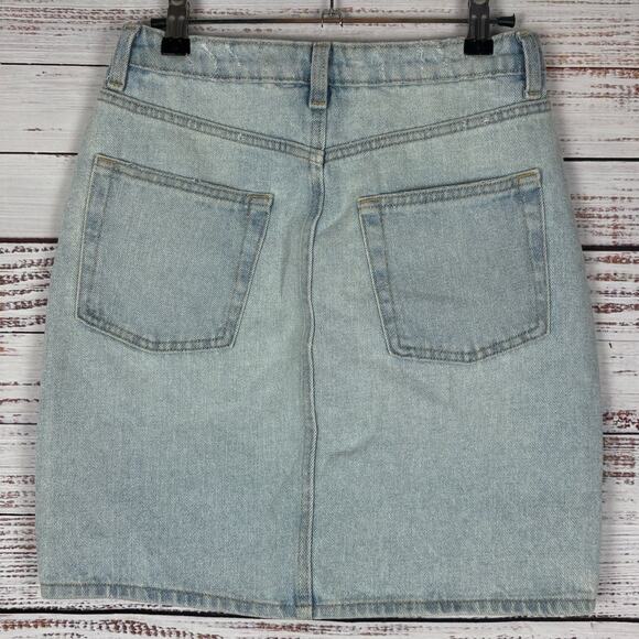 H&M Jean Skirt size 6 ripped distressed denim casual short mini skirt - Picture 2 of 5